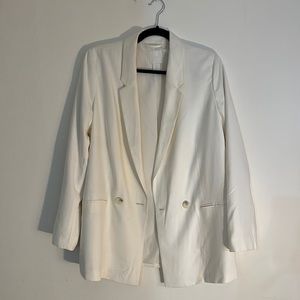 H&M white oversized double breasted blazer Sz small